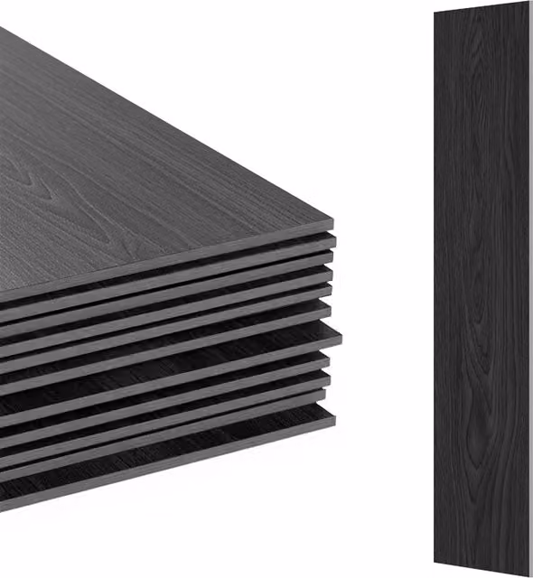 Losetas de PVC autoadhesivas Relaxdays con efecto madera gris antracita, 18 piezas de 91 x 15 cm, grosor 1,8 mm, superficie antideslizante para 2,5 m²