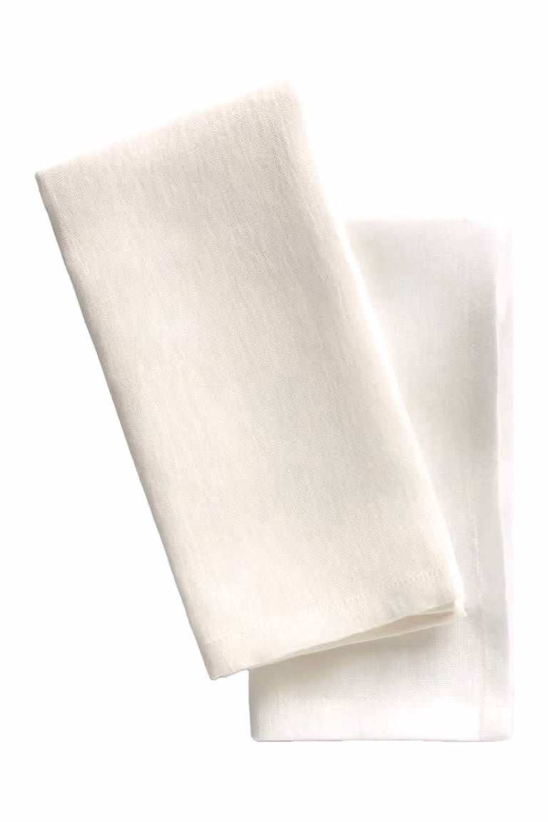 Servilleta de lino Calma House color beige y blanco An/An: 45 x 45 cm