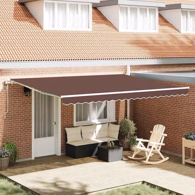 Toldo retráctil automático Maison exclusive de aluminio y poliéster color marrón An/P/Al: 450 x 300 cm