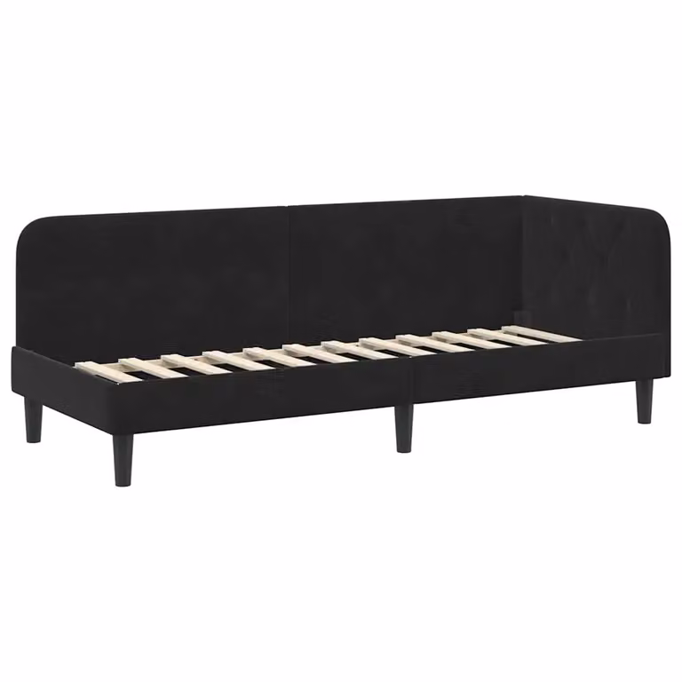 Estructura de cama de esquina tapizada en terciopelo negro vidaXL An/P/Al: 80 x 200 cm
