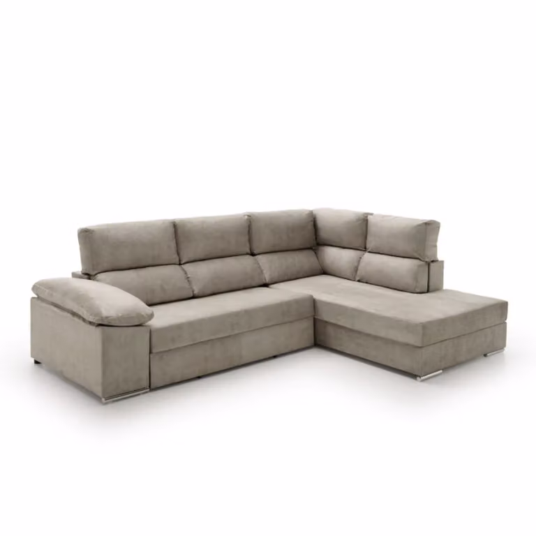Sofá cama Velare gris con chaise longue derecha y estructura de madera de pino An/P/Al: 285 x 200 x 105 cm