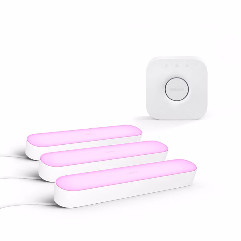 Pack de Philips Hue Play con Barras LED Blancas y Multicolores (2 unidades + 1 extensión) y Bridge para retroiluminación de TV