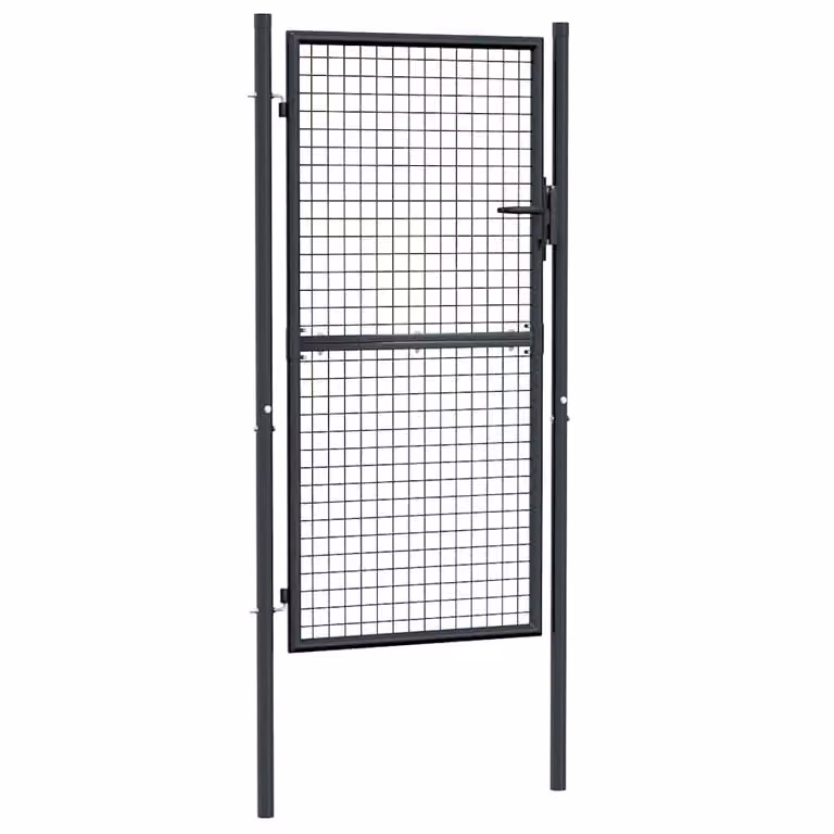 Puerta de jardín de malla de acero galvanizado vidaXL de una hoja, color gris antracita, An: 100 cm, Al: 175 cm