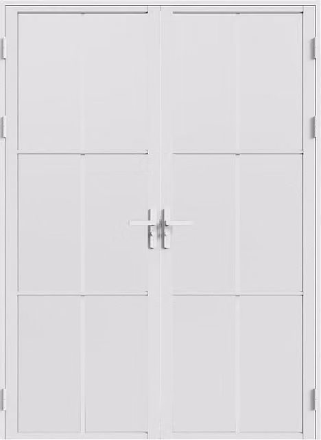 Puerta de dos hojas reversible de aluminio y vidrio traslúcido VENTE-UNIQUE en color blanco, An: 73 cm, Al: 204 cm