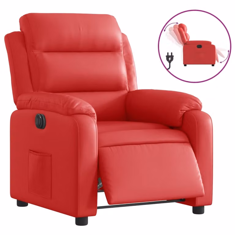 Sillón reclinable eléctrico vidaXL en cuero sintético rojo para adultos