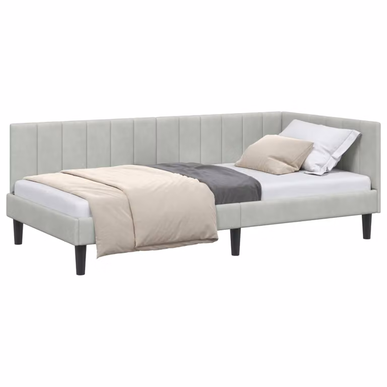vidaXL Sofá cama de esquina moderno tapizado en terciopelo gris con chaise longue asimétrica An/P/Al: 100 x 200 cm