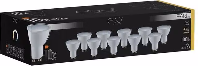 Pack de 10 bombillas LED Fari GU10 de 10W con luz neutra 4000K y 1000 lm en color blanco