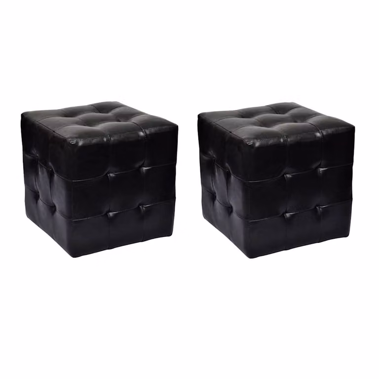 Taburetes cubo vidaXL en color negro con acabado de piel sintética y diseño moderno
