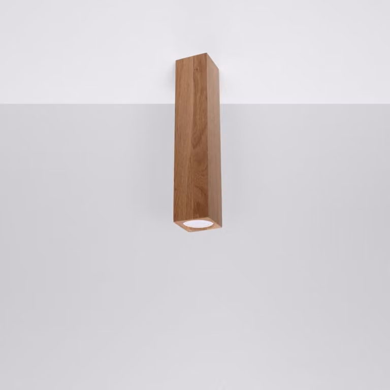Lámpara de techo moderna Sollux Lighting de madera y metal en color marrón, Altura: 30 cm