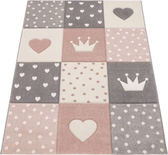 Alfombra infantil Kosmos rosa de diseño moderno para dormitorio, An/P: 140 x 200 cm