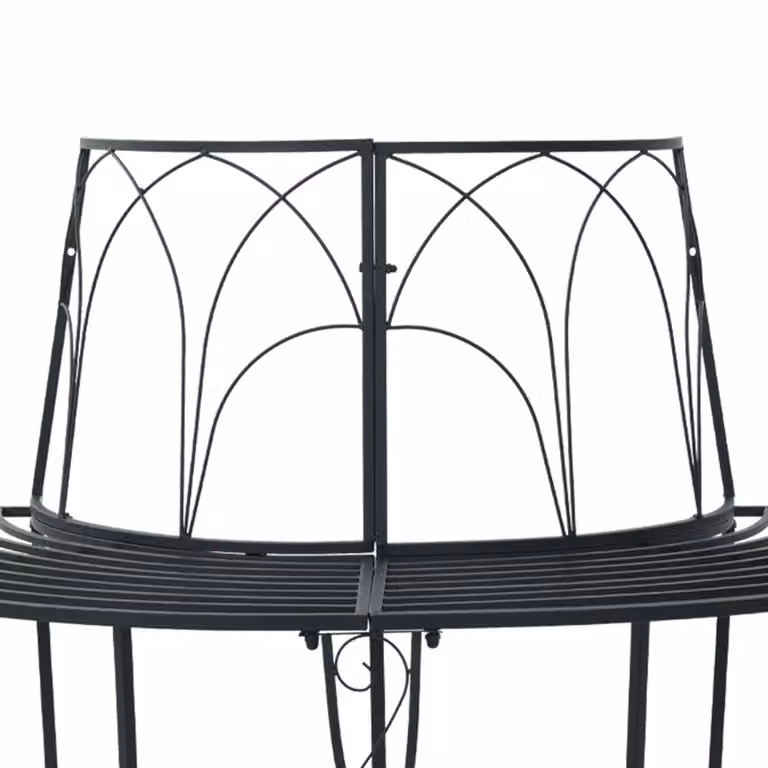 vidaXL Banco de árbol de 4 plazas en acero negro para jardín o terraza An/P/Al: 160 x 80 x 89 cm