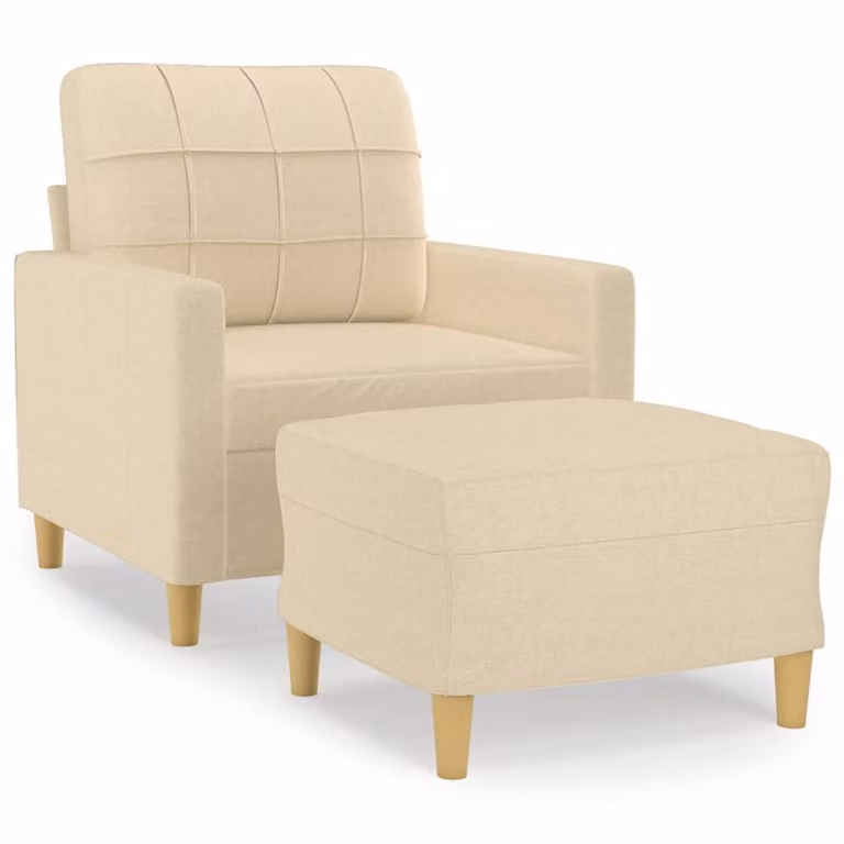 Sillón relax con taburete vidaXL en tela beige de estilo moderno para salón