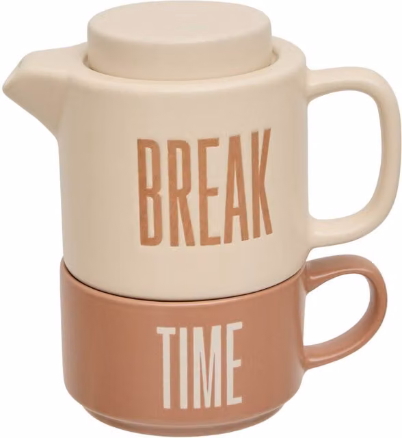 Tetera Break Time de Atmosphera en cerámica color beige de 450 ml