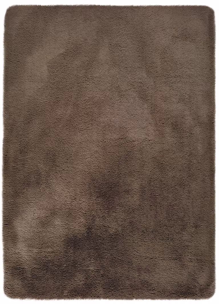 Alfombra Shaggy Atticgo de Pelo Largo en Poliéster, Lavable y Antideslizante, Color Marrón y Beige, An/P: 80 x 150 cm