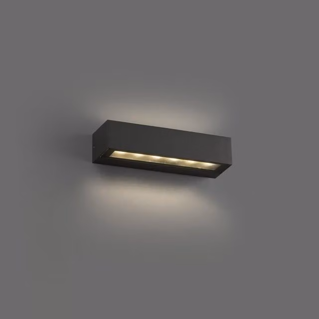 Aplique de pared LED Doro-13 de FARO BARCELONA en gris oscuro para jardín con acabado en aluminio y cristal e iluminación up/down IP65