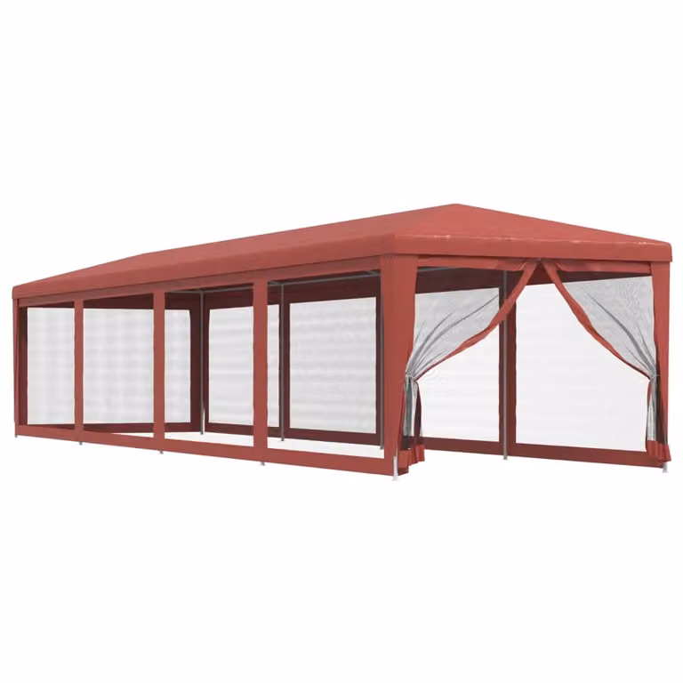 Carpa para fiestas Syfax con 10 paredes de malla HDPE en color rojo, An/P/Al: 12 x 3 x 2,6 m
