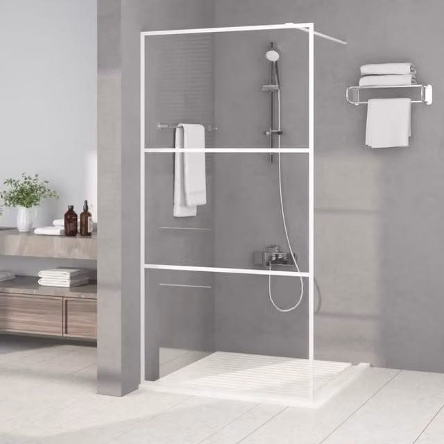 Mampara de ducha rectangular de vidrio templado VIDAXL en color blanco y transparente, An: 100 cm, Al: 195 cm