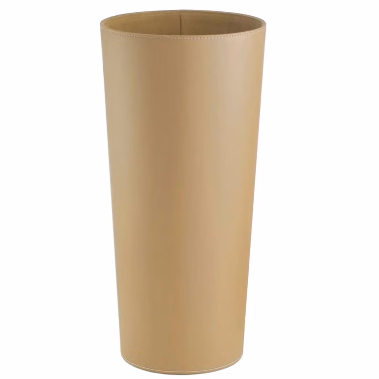 Paragüero redondo de casaselección en poliéster y símil piel beige An/P/Al: 26 x 26 x 55 cm