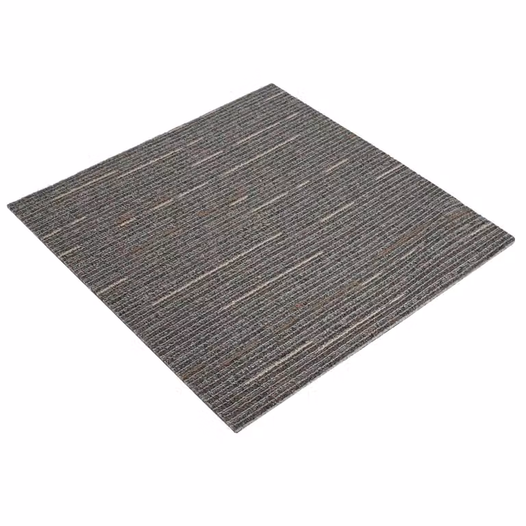 Set de 4 azulejos de alfombra modernos vidaXL con diseño de rayas en marrón, fabricados en polipropileno con pelo en bucle, An/P: 50 x 50 cm