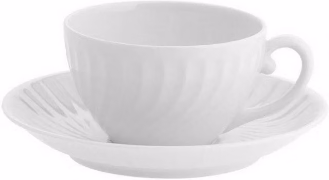 Taza de té con plato Sagres de porcelana blanca Vista Alegre