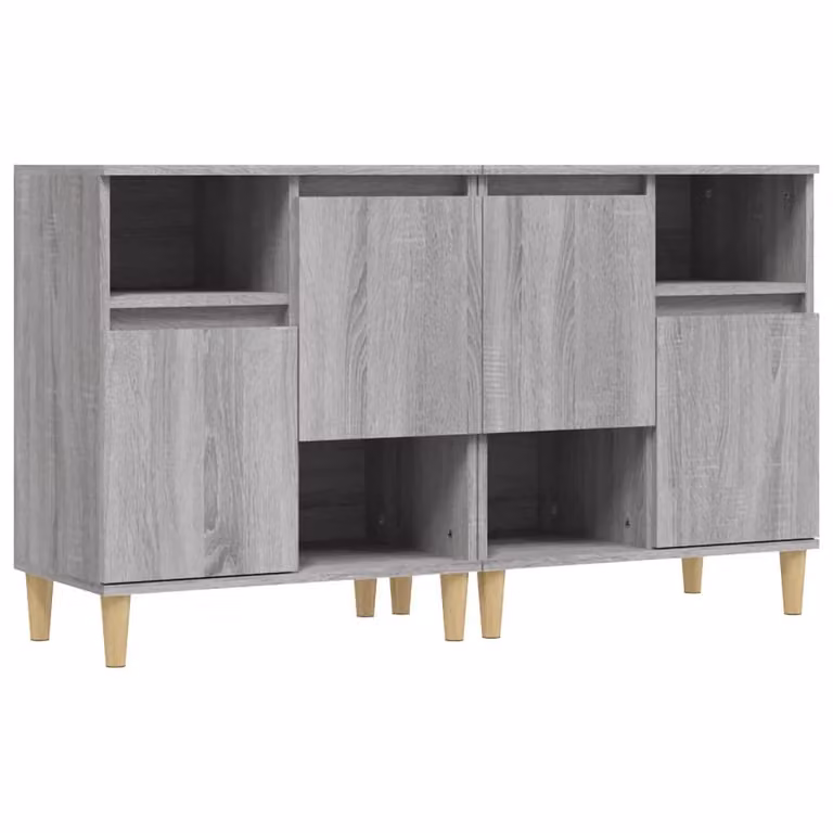 Set de 2 aparadores modernos vidaXL en madera contrachapada y MDF color gris Sonoma, An/P/Al: 60 x 35 x 70 cm