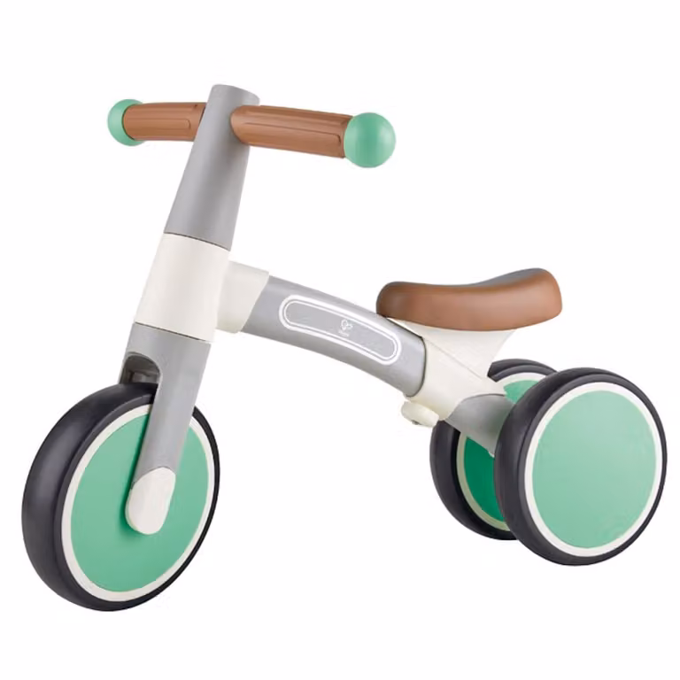 Triciclo Vespa de Hape en color verde con altura ajustable y materiales de madera y metal