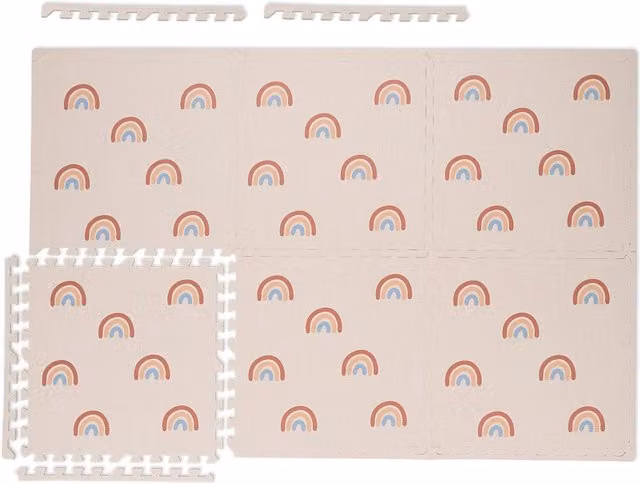 Puzzle Mat Rainbow de NORTHIX, alfombra de espuma lavable multicolor y rosa para niños de 6 piezas