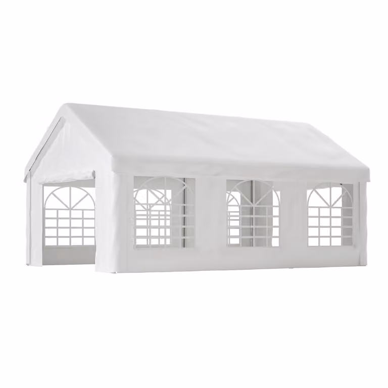 Garaje tipo carport ComfortXL con dos puertas enrollables y ventilación en color blanco
