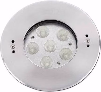 Faro LED empotrado para piscina de acero inoxidable y cristal en color plata con iluminación RGB y protección IP68, Diámetro: 18 cm