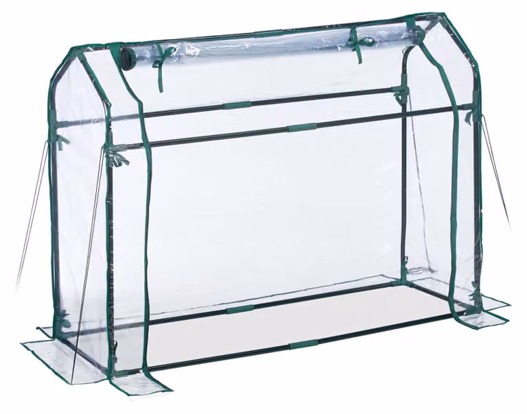 Invernadero de jardín Relaxdays con cubierta de PVC transparente y estructura metálica, An/P/Al: 92 x 124 x 42 cm