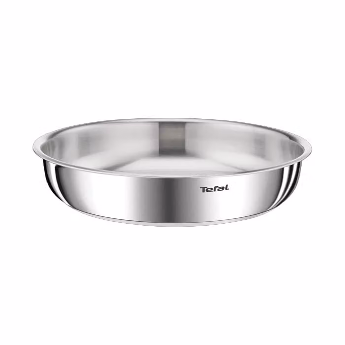 Sartén Tefal Ingenio Emotion de acero inoxidable y aluminio, color plata, 24 cm, apilable y con mango extraíble para inducción