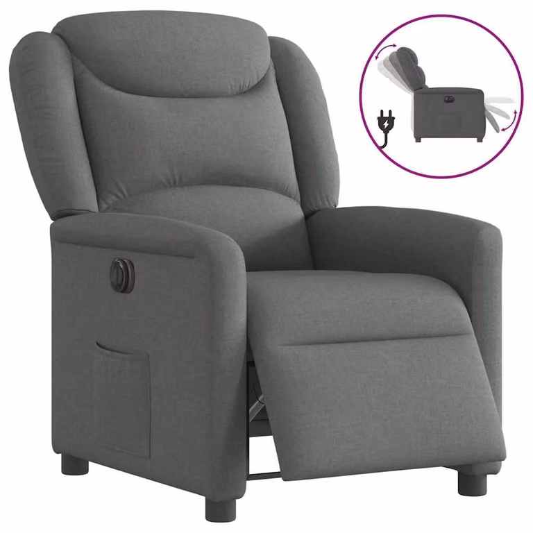 Sillón reclinable eléctrico vidaXL en tela gris oscuro para salón