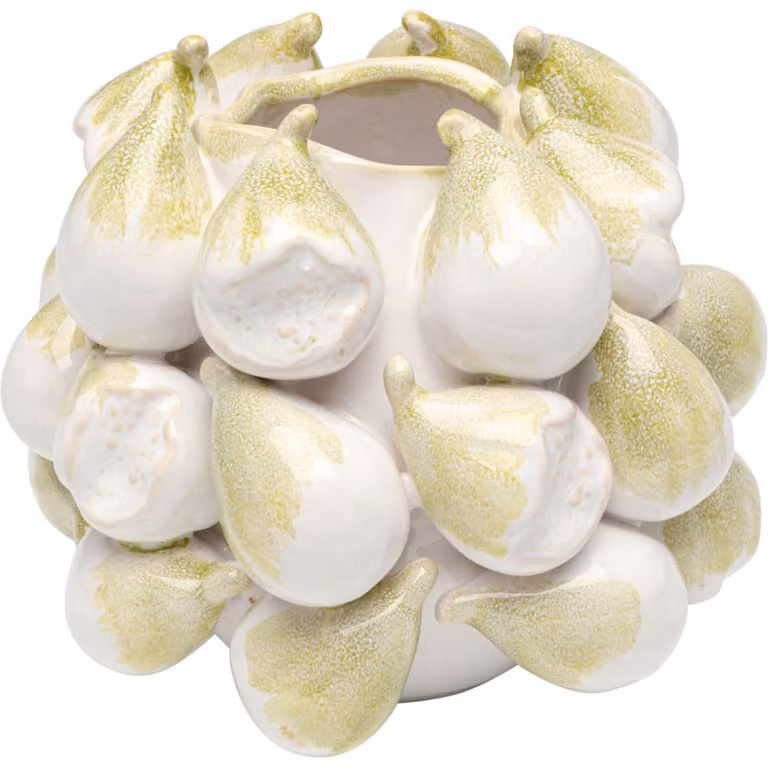 Jarrón de cerámica Kare Design estilo mediterráneo en verde y blanco para mesa, Altura: 14,5 cm