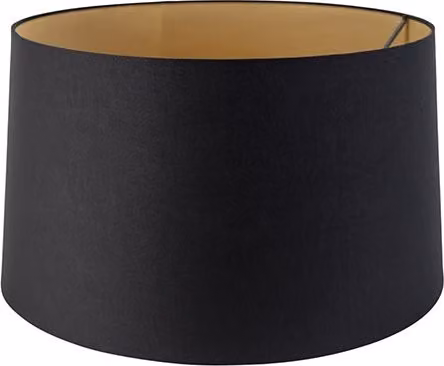 Pantalla de lámpara moderna Qazqa redonda de algodón negro con interior dorado, soporte E27, Diámetro: 50 cm