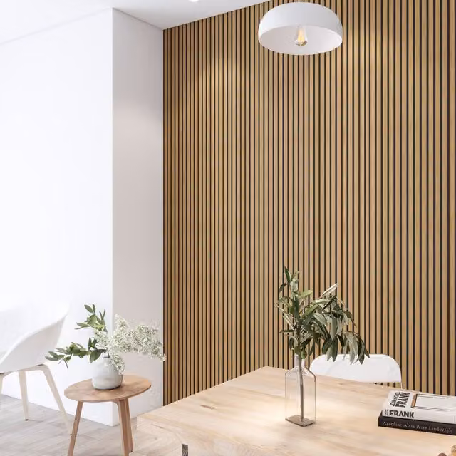 Panel de revestimiento de pared alistonado Calora Mid Line Toasted efecto madera color marrón de poliestireno Al x An x P: 270 x 12,2 x 1,2 cm