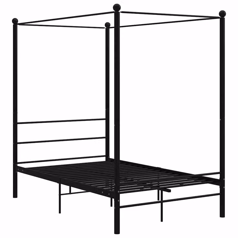 Estructura de cama con dosel vidaXL de metal en color negro, An/P: 120 x 200 cm