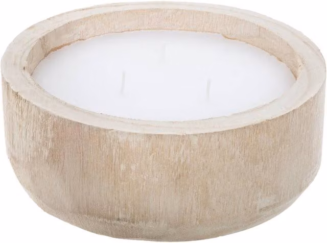 Vela de tronco de árbol orgánica de Feeric Lights & Christmas en color beige y blanco para mesa