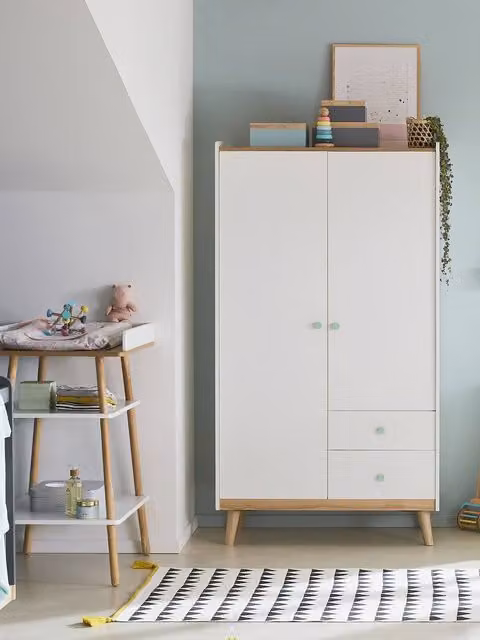 Armario de 2 puertas VERTBAUDET LÍNEA CONFETTI blanco con cajones integrados para habitación infantil An/P/Al: 100 x 55 x 183 cm