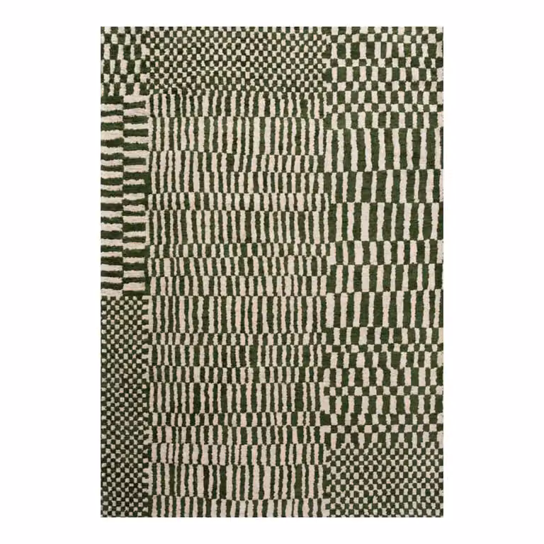 Alfombra lavable Louis de Poortere Berber de estilo marroquí y diseño minimalista en color verde para interior o exterior, An: 240 cm, Al: 340 cm