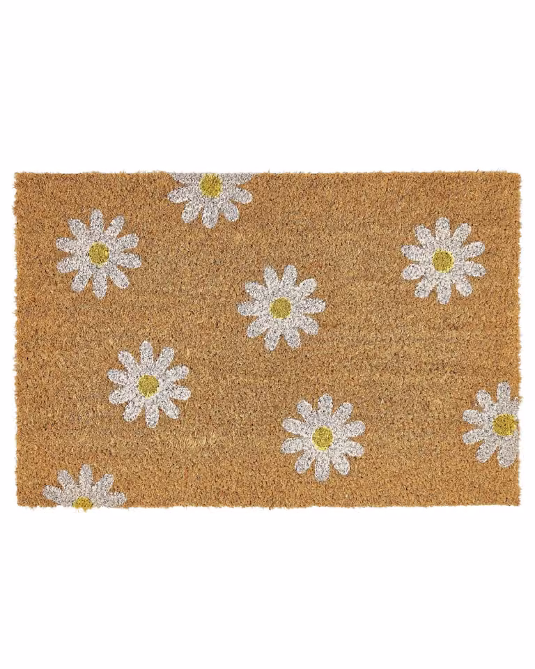 Felpudo Beliani de fibra de coco con diseño floral y antideslizante, multicolor, An/P: 40 x 60 cm