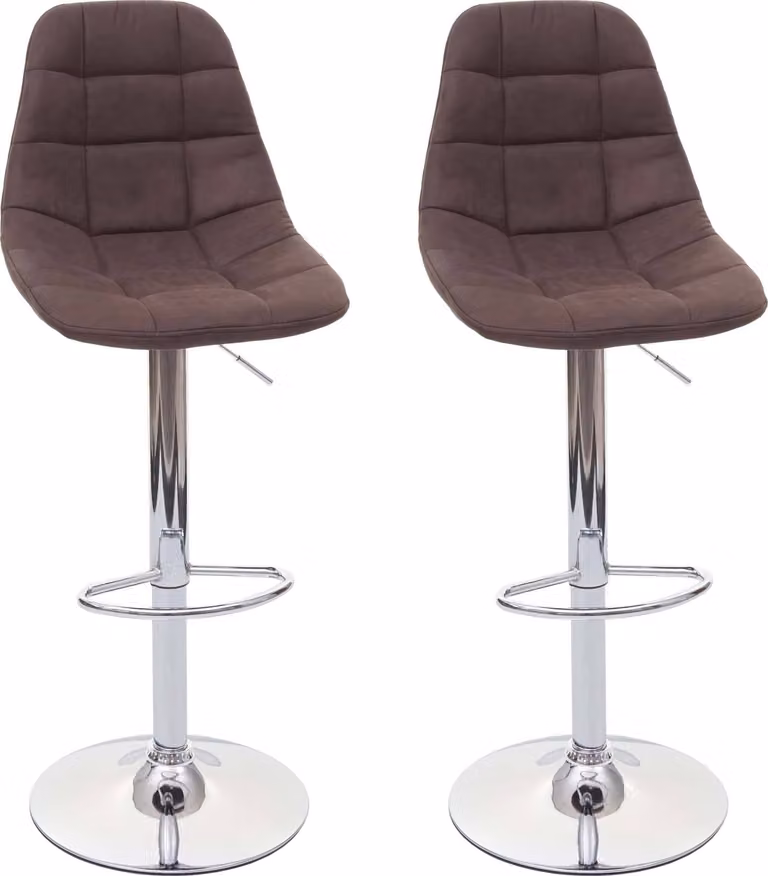 Conjunto de 2 taburetes de bar Mendler modernos con estructura de metal y tapizado de tela en color marrón