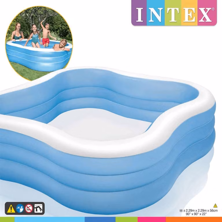 Piscina inflable Intex Swim Center Beach Wave azul de forma cuadrada An/P/Al: 229 x 229 x 56 cm