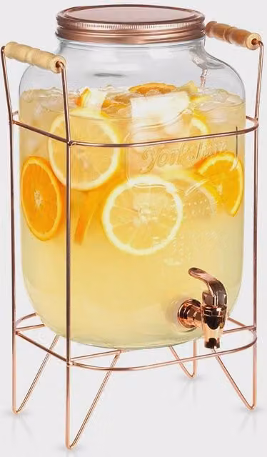 Dispensador de bebidas NORTHIX de cristal transparente con tapa y soporte, capacidad de 8 l