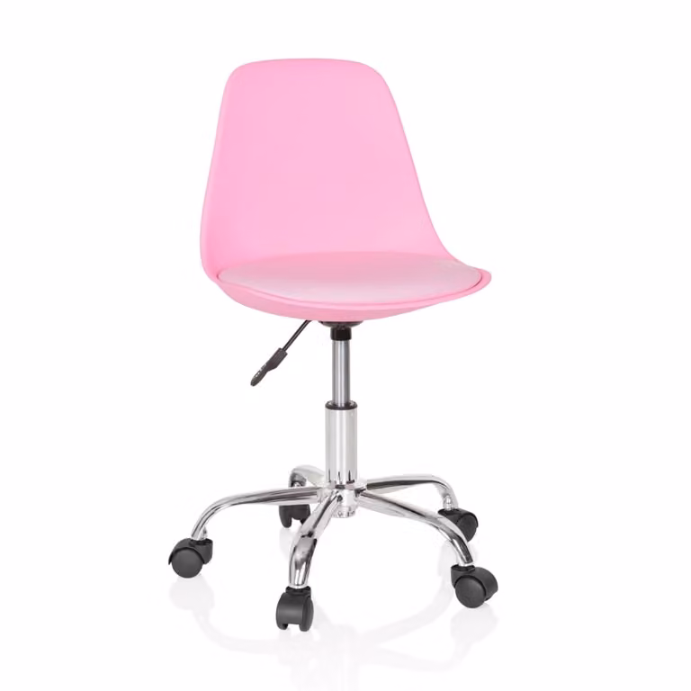 Silla giratoria para niños hjh Office Fancy II en color rosa y blanco con piel sintética