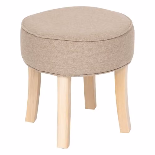 Taburete Adriel de Atmosphera en madera de álamo color beige Diámetro: 35 cm