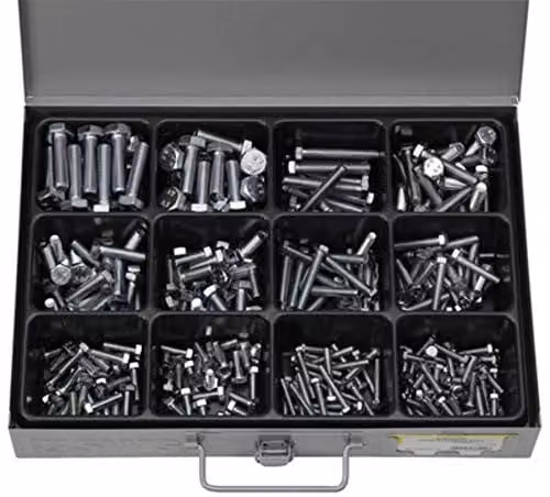 Surtido de tornillos hexagonales SWG 95705775 DIN 933 de 280 piezas en color plata y multicolor