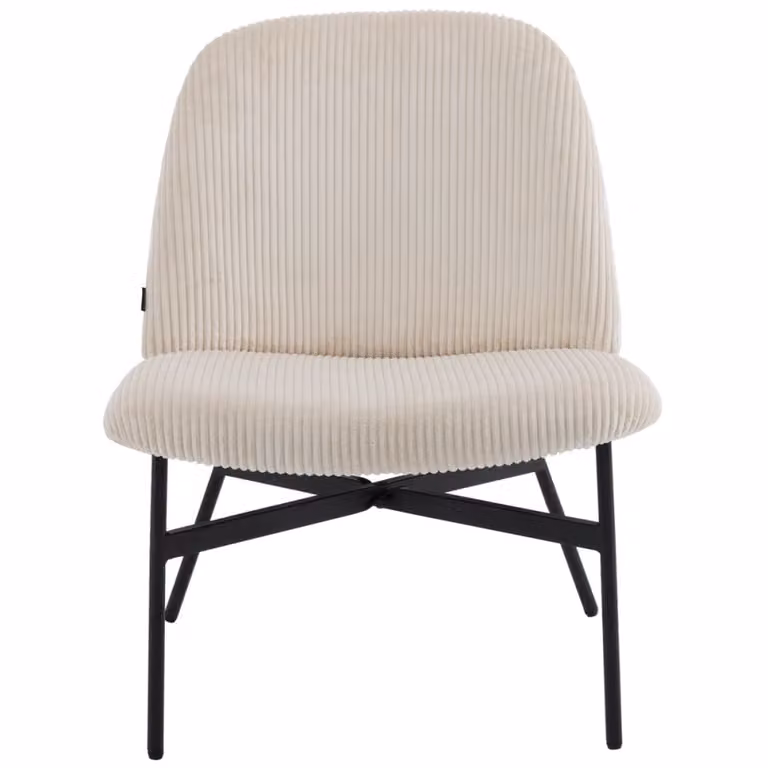 Sillón de terciopelo beige Homifab con estructura de metal y reposabrazos