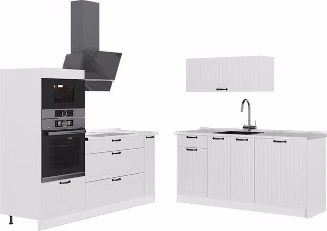 Cocina Vicco Fame-Line estilo casa de campo en color blanco de 340 cm