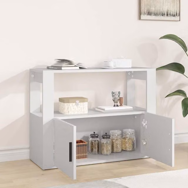 Aparador clásico SYFAX de madera MDF en color blanco mate, An/P/Al: 80 x 30 x 60 cm