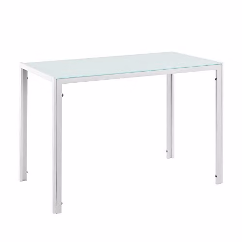 Mesa de comedor moderna en.casa con tablero de vidrio y estructura lacada blanca An/P/Al: 105 x 60 x 75 cm